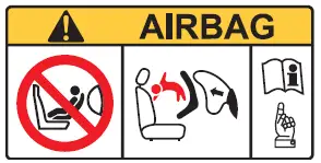 Peugeot 308. Warning label - Front passenger airbag