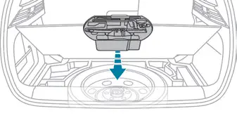 Peugeot 308. Putting the spare wheel back in place