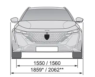 Peugeot 308. Dimensions (mm)